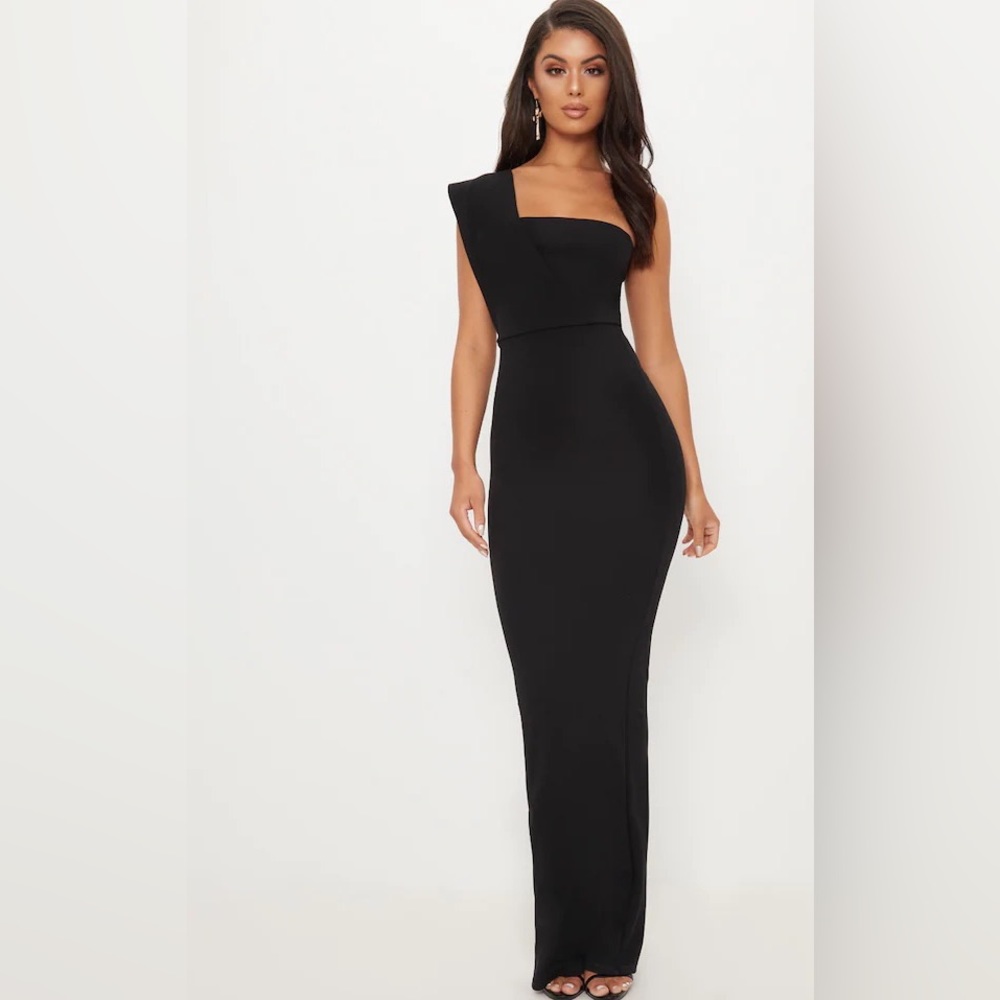 Black one shoulder maxi dress